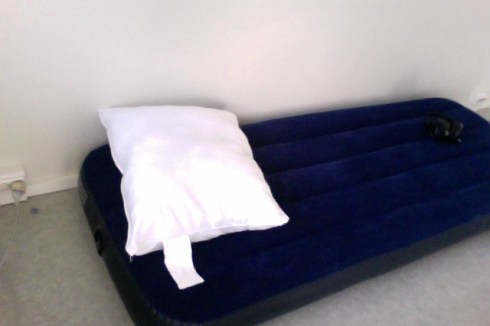 Trying to fall asleep while inflating an air mattress