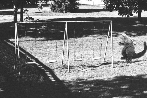 Godzilla and the swings