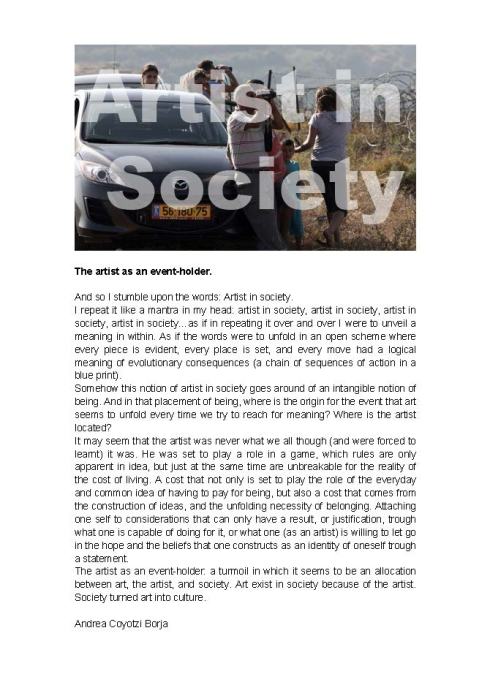 The artist as an event-holder