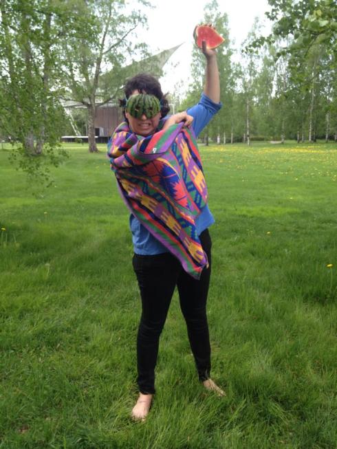 Doing a mask with watermelon