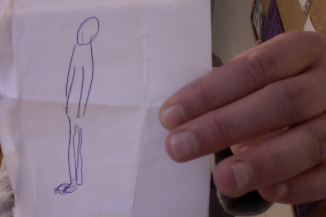 Not calmingly drawing the little man. Not achieving to draw it properly.