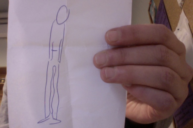 Not calmingly drawing the little man. Not achieving to draw it properly.