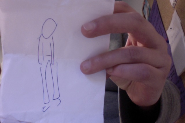 Not calmingly drawing the little man. Not achieving to draw it properly.